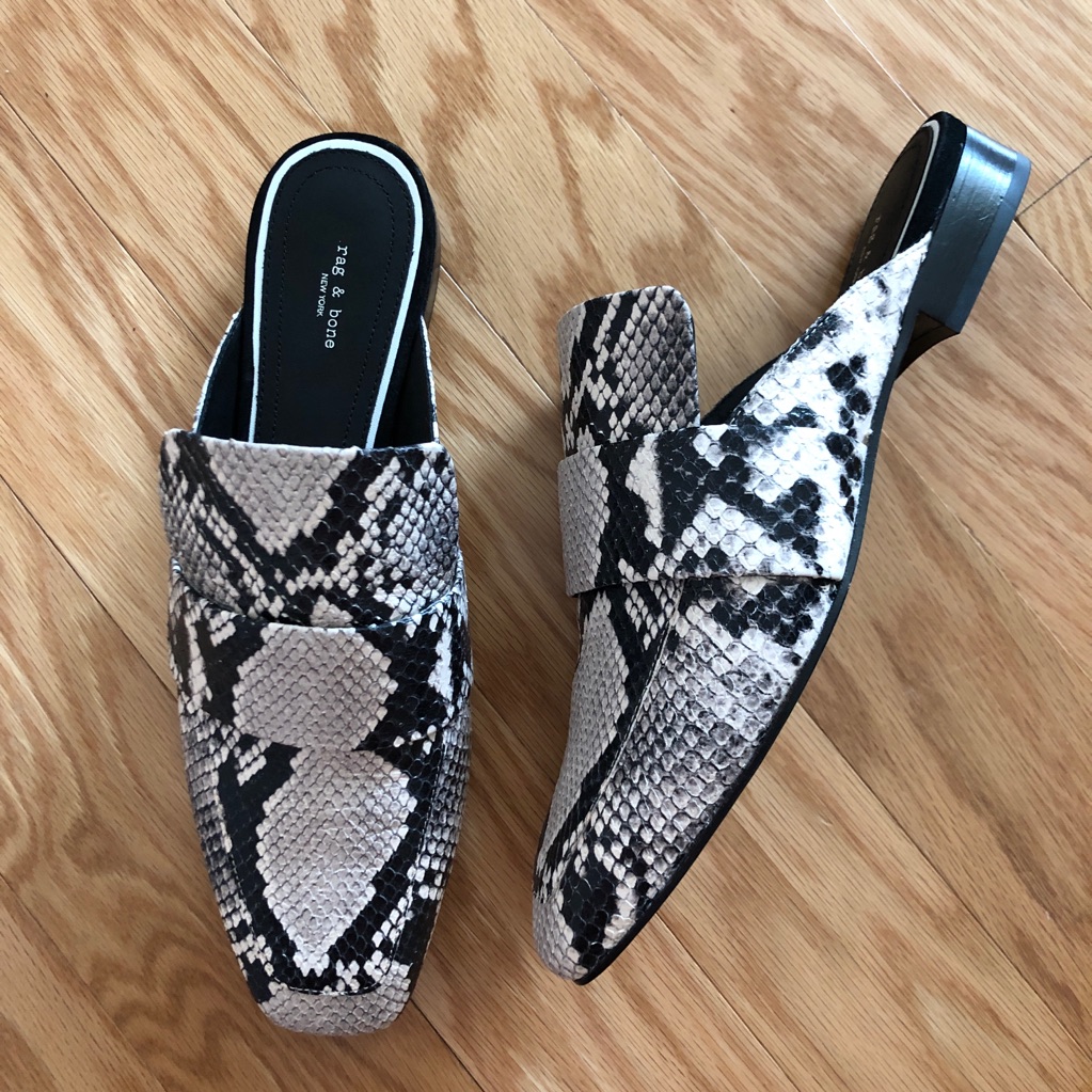 Rag & Bone Aslen Snake Python Loafer Mule Slip On